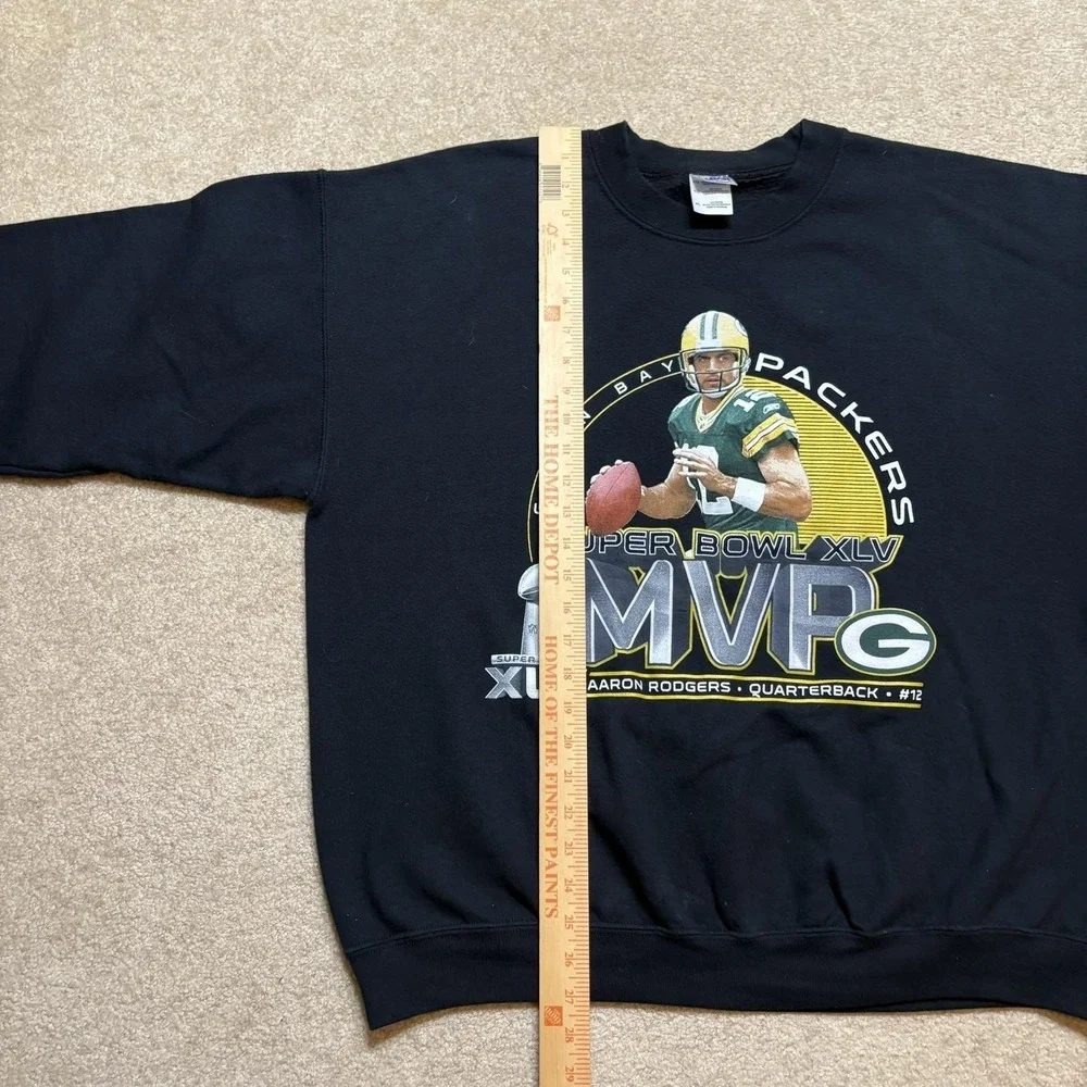 Green Bay Packers Sweatshirt Mens XL Black NFL Football Aaron Rodgers MVP Gildan
